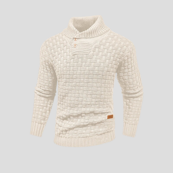 Męski sweter z kołnierzem polo zapinany na guziki