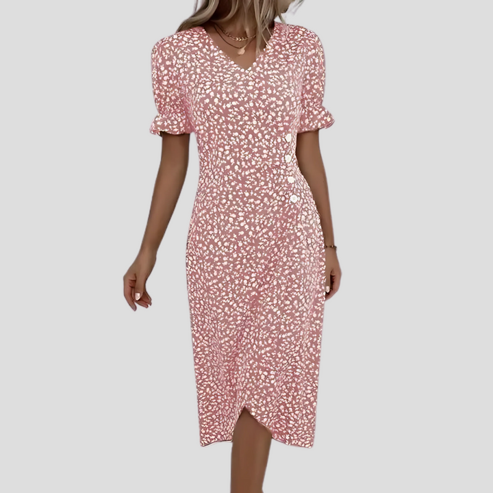 Elegancka damska sukienka midi w kwiaty