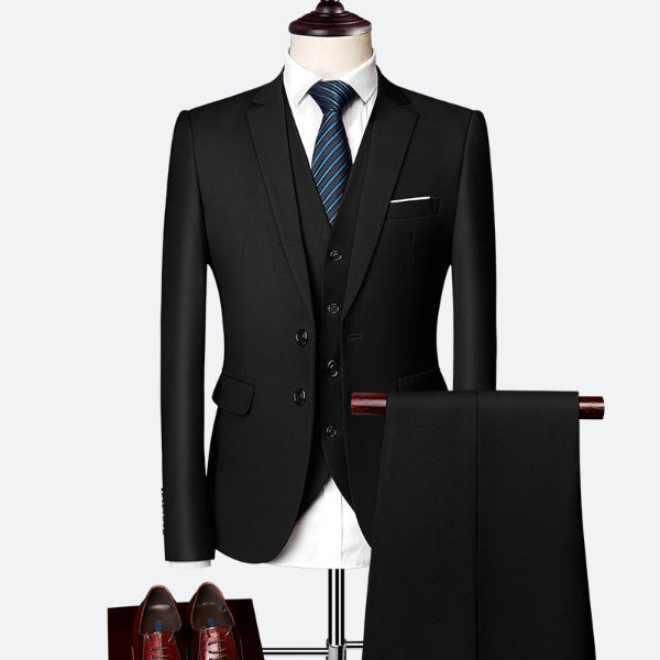 Luksusowy trzyczęściowy garnitur męski slim fit