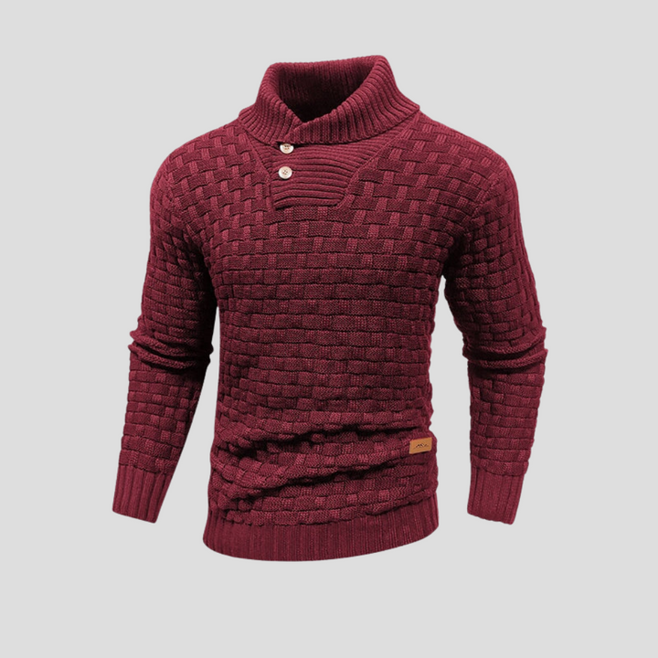 Męski sweter z kołnierzem polo zapinany na guziki