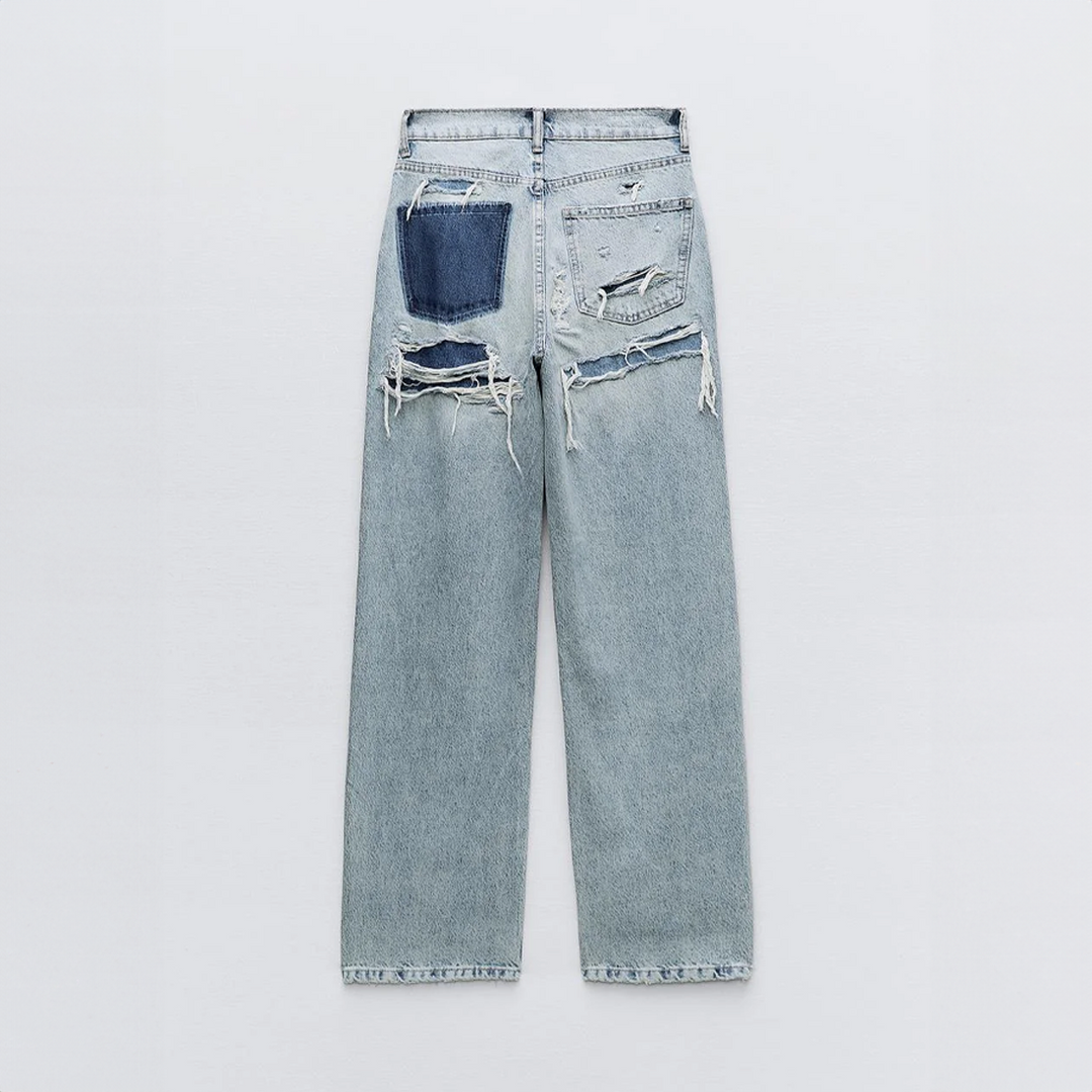 Damskie jeansy z przetarciami w stylu vintage