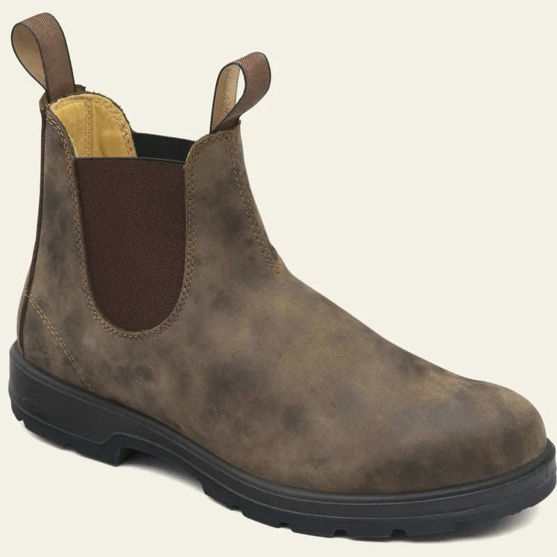 Męskie wodoodporne sztyblety Chelsea – czarna skóra, fason slip-on na co dzień i deszczową pogodę
