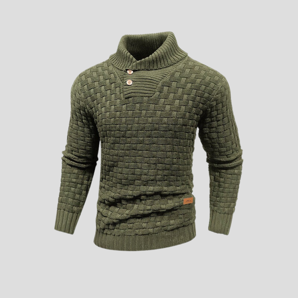 Męski sweter z kołnierzem polo zapinany na guziki