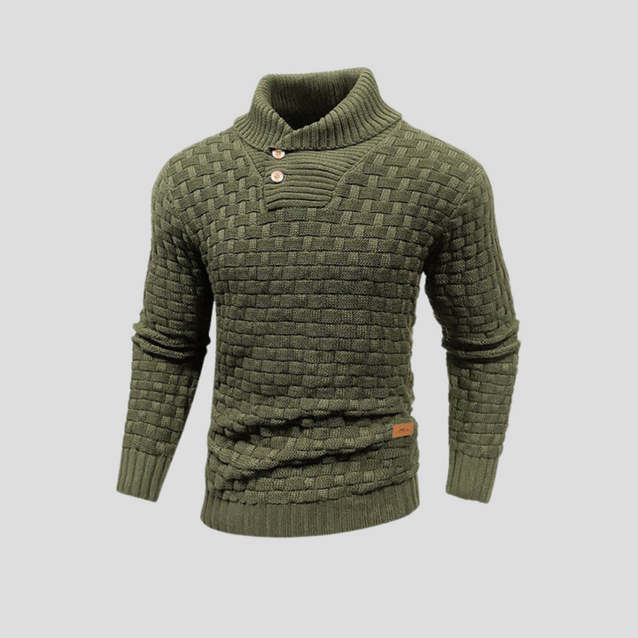 Męski sweter z kołnierzem polo zapinany na guziki