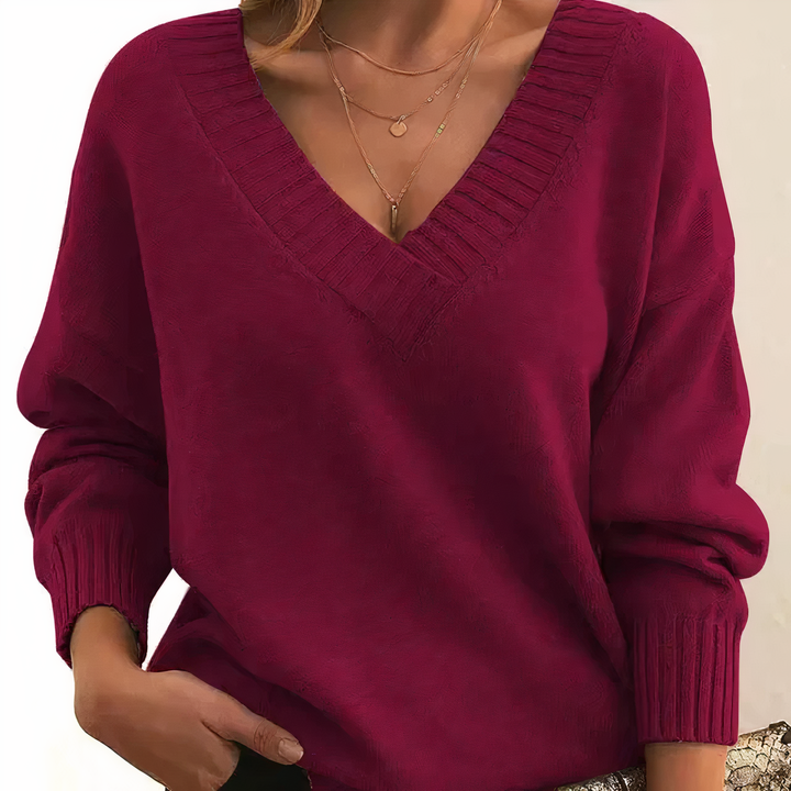 Kaszmirowy sweter damski w serek – Amira