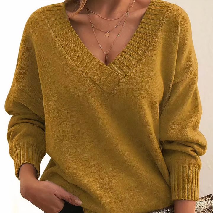 Kaszmirowy sweter damski w serek – Amira
