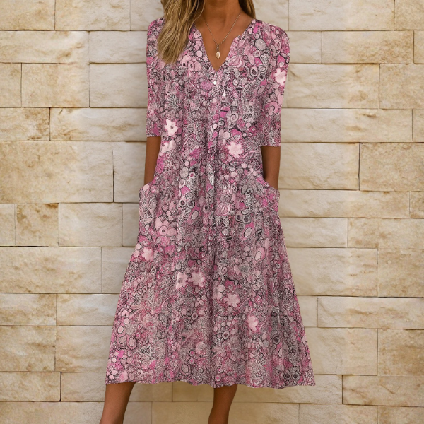 Romi™ | Elegancka sukienka midi z nadrukiem