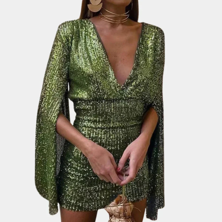 Sukienka glamour z błyszczącymi detalami