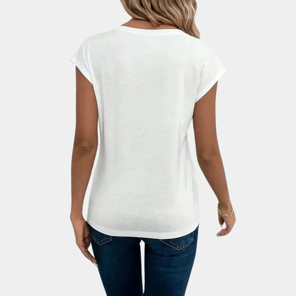 Damski top z dekoltem V – elegancka prostota