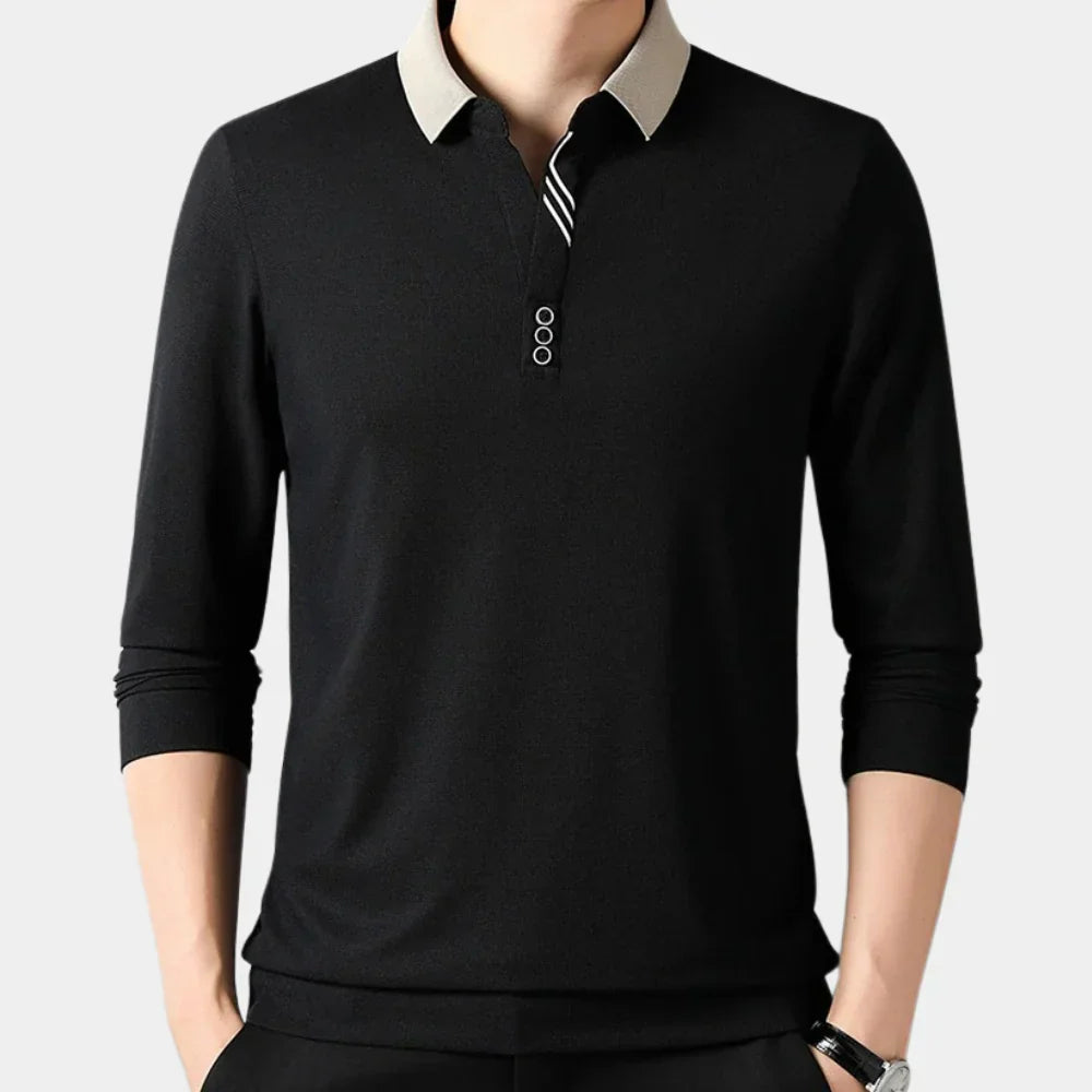 Męska koszulka polo casual z długim rękawem