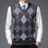 Sweter męski ze stylowym wzorem argyle - Felix