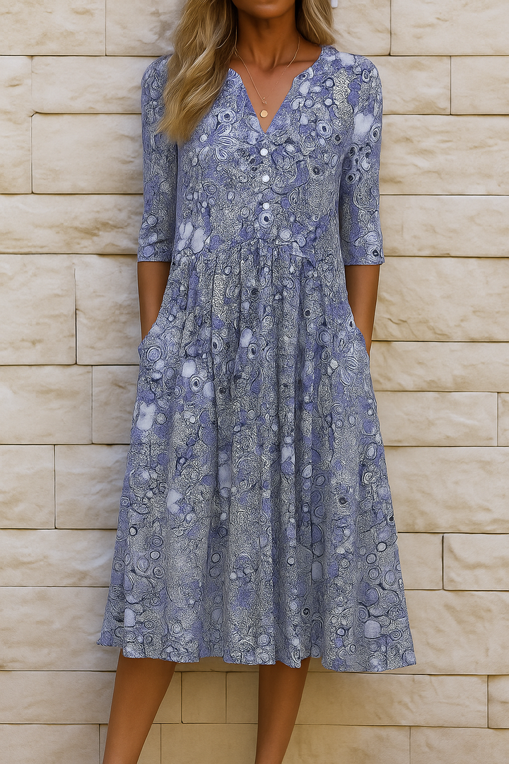 Romi™ | Elegancka sukienka midi z nadrukiem