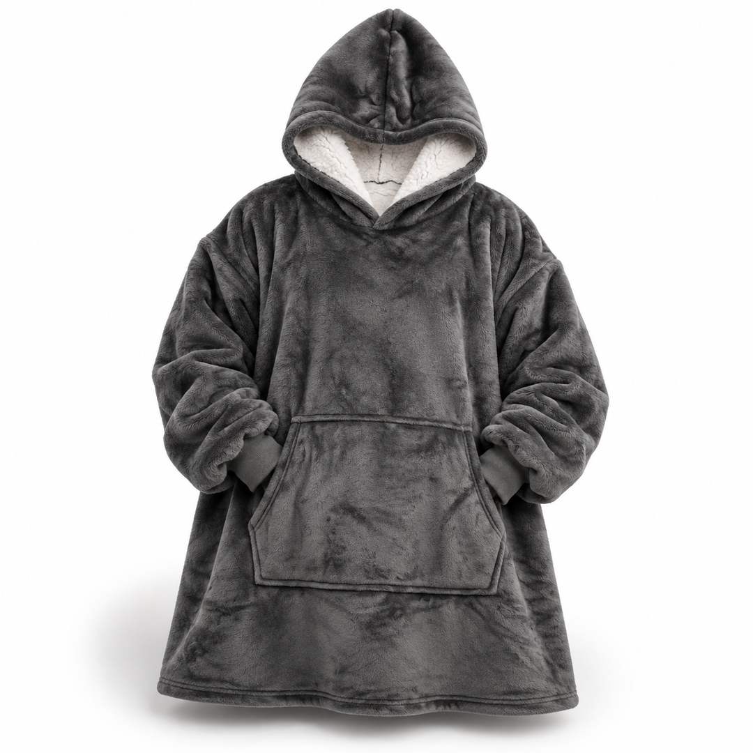 Ultramiękki koc z kapturem Sherpa oversize (z kieszenią)