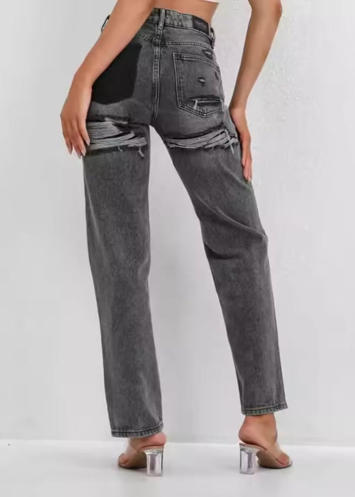 Damskie jeansy z przetarciami w stylu vintage