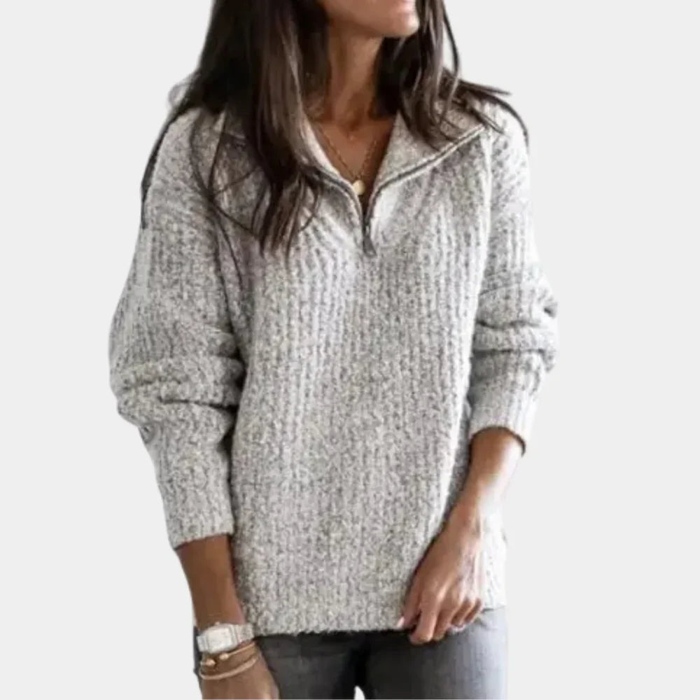 Elegancki sweter z zamkiem do połowy