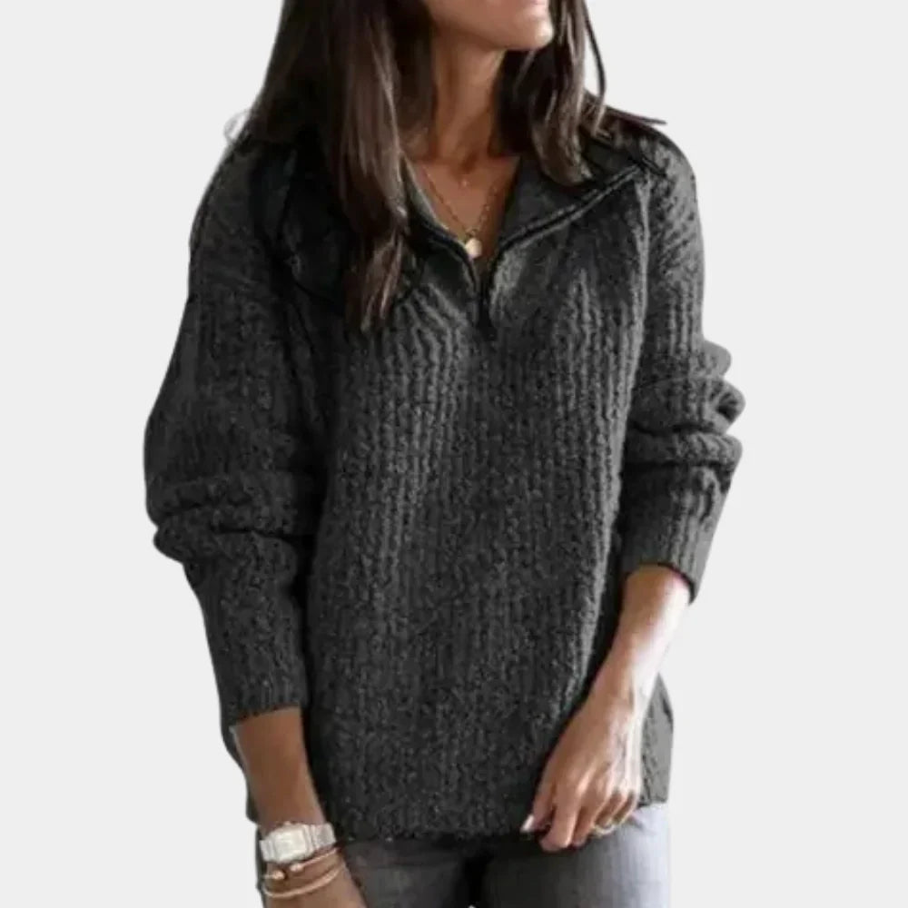 Elegancki sweter z zamkiem do połowy