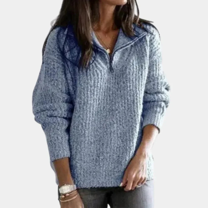 Elegancki sweter z zamkiem do połowy