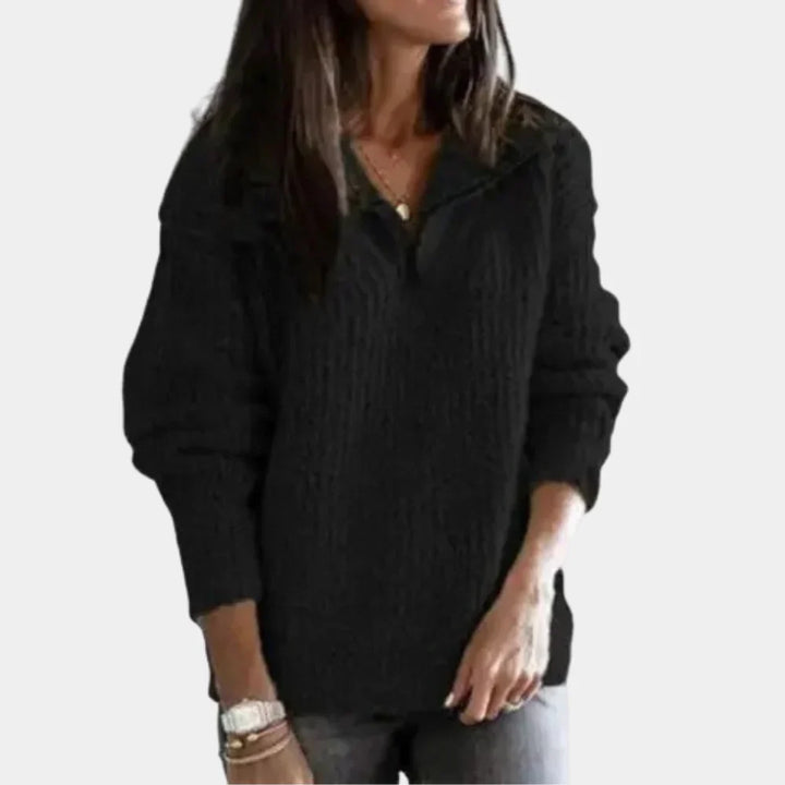 Elegancki sweter z zamkiem do połowy
