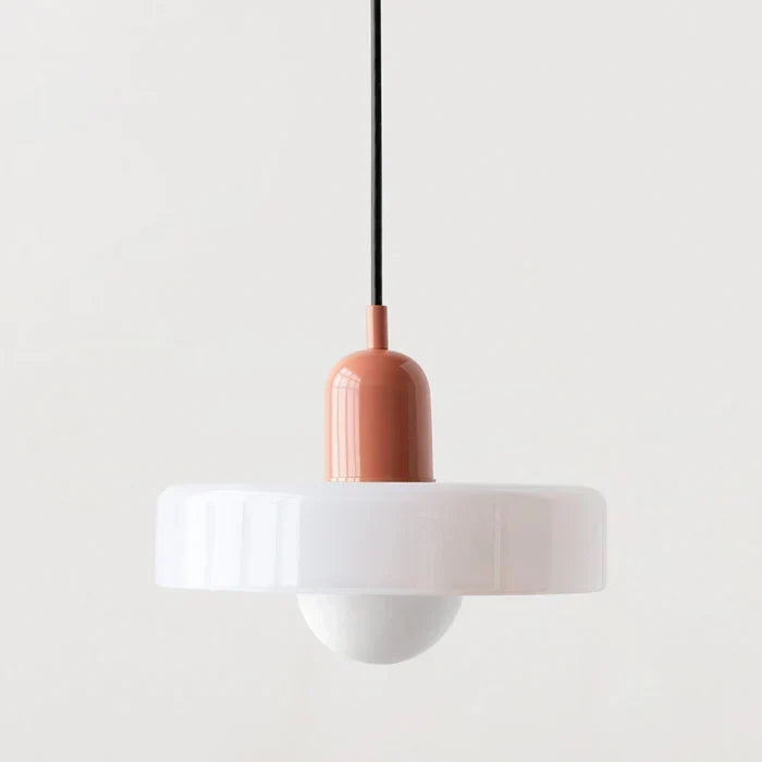 Wisząca lampa Bauhaus z kolorowego szkła