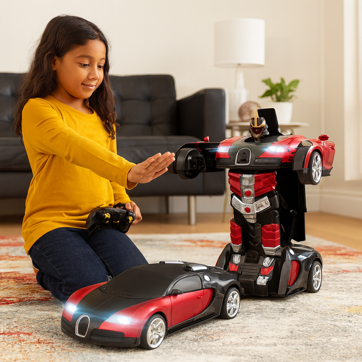 Zdalnie sterowany transformujący samochód-robot zabawka