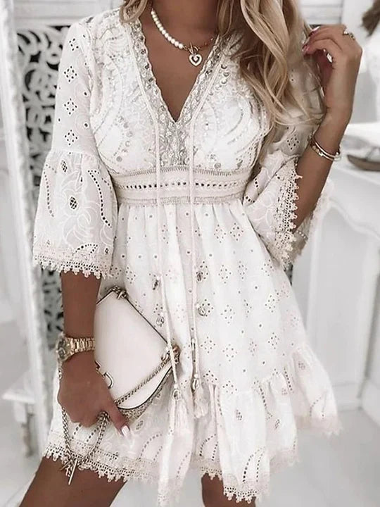 Letnia sukienka boho z haftem