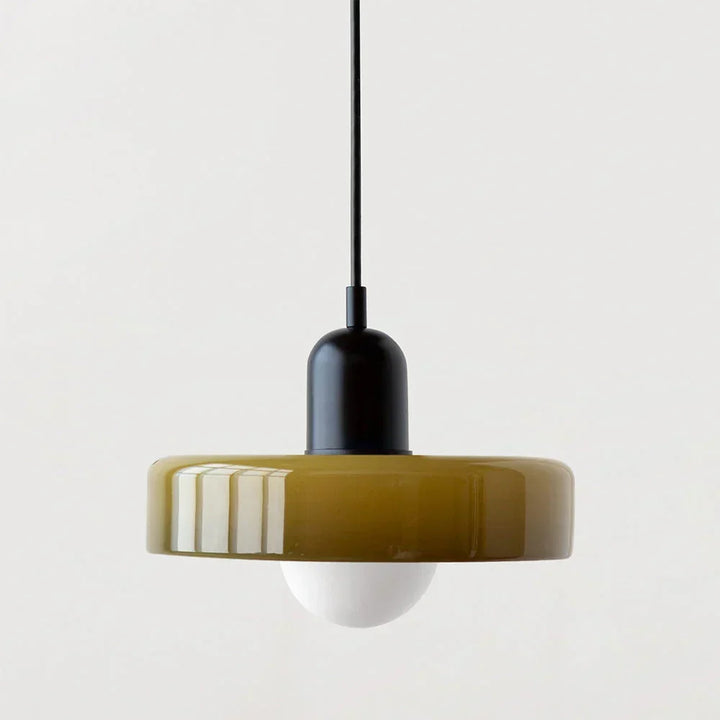 Wisząca lampa Bauhaus z kolorowego szkła