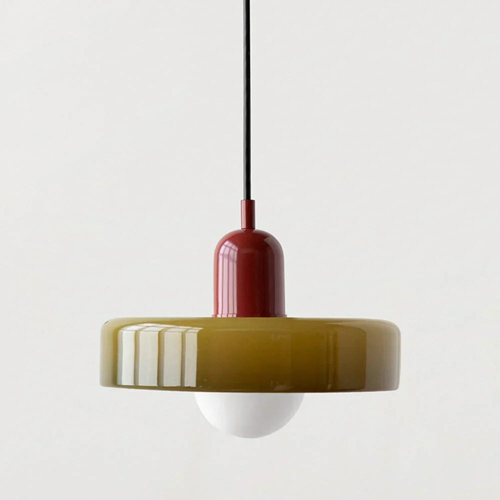 Wisząca lampa Bauhaus z kolorowego szkła