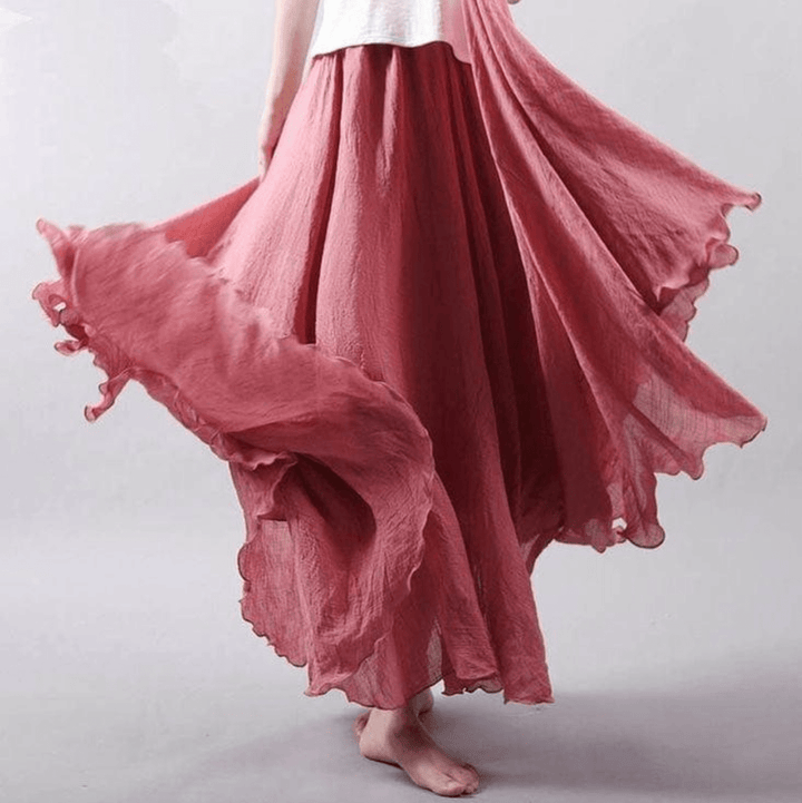 Lniana spódnica maxi w stylu boho