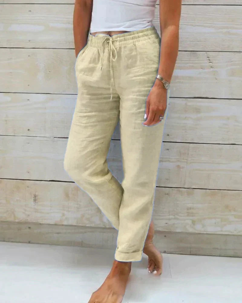 Damskie lniane spodnie casual