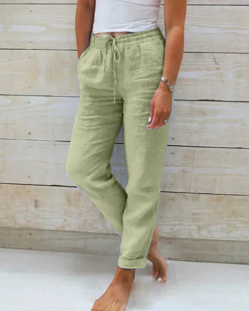 Damskie lniane spodnie casual