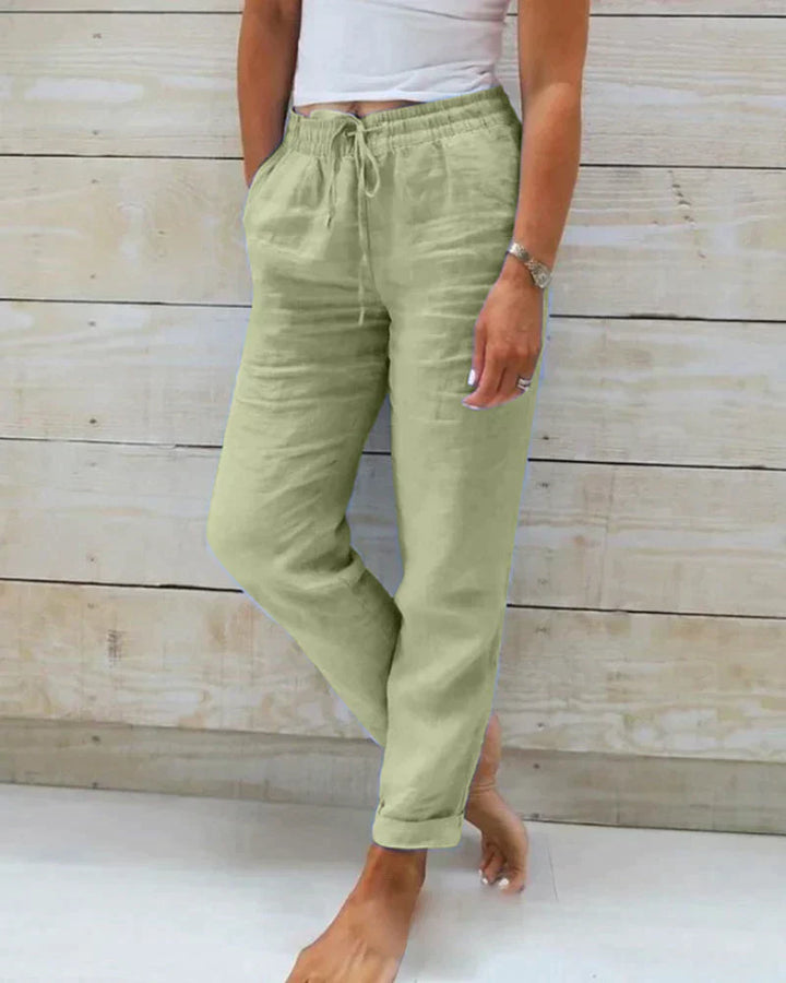 Damskie lniane spodnie casual