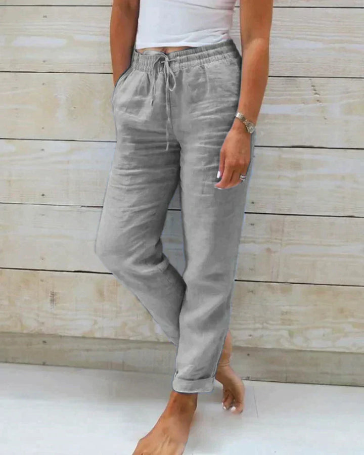 Damskie lniane spodnie casual