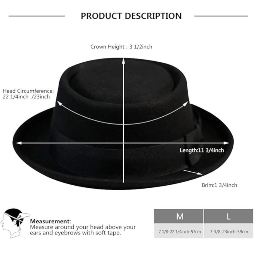 Kapelusz fedora z filcu wełnianego Pork Pie - Evan