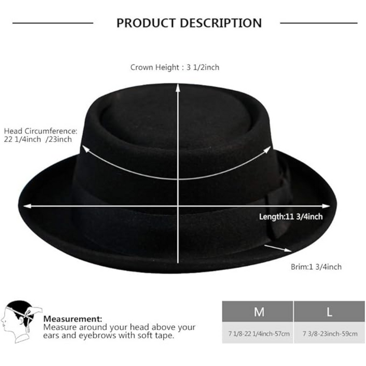 Kapelusz fedora z filcu wełnianego Pork Pie - Evan
