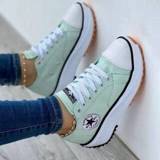 Damskie sneakersy chunky z płótna z kontrastowym bocznym paskiem