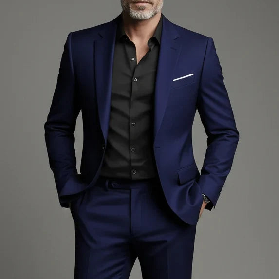 Męski garnitur slim fit – marynarka i spodnie w stylu business casual