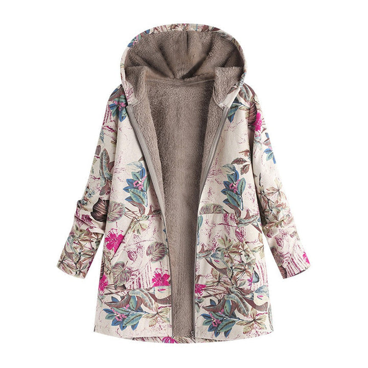 Kurtka z nadrukiem w stylu vintage i kieszeniami z przodu