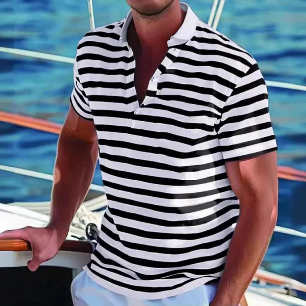 Męska koszulka polo w paski w stylu retro