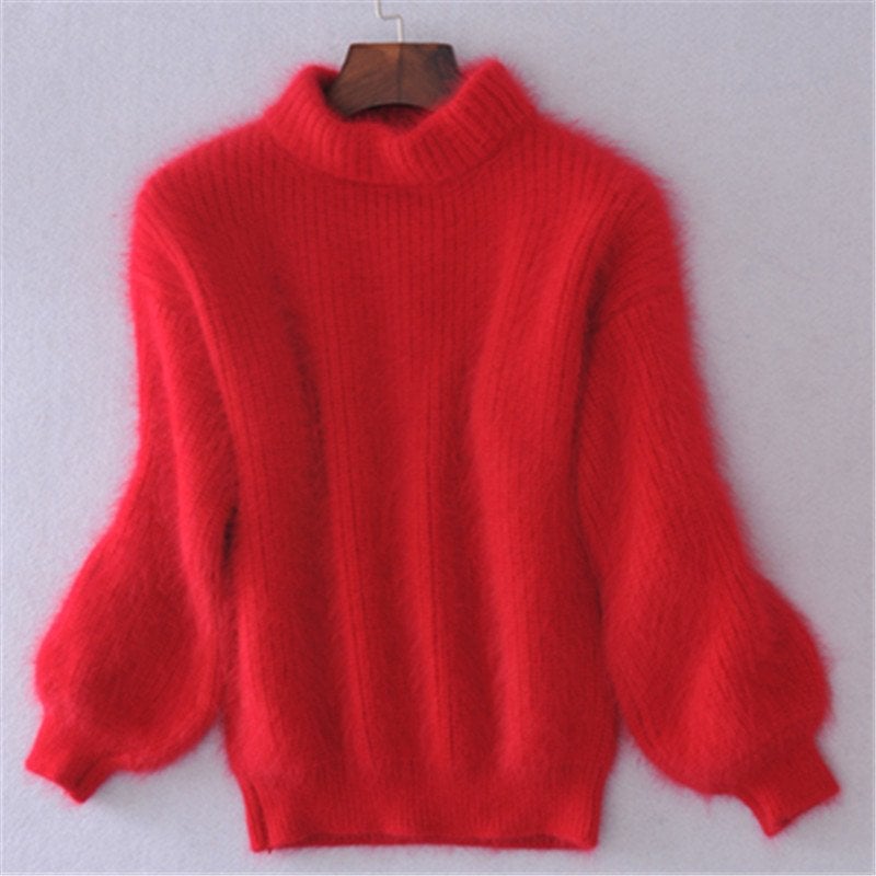 Moherowy sweter z golfem