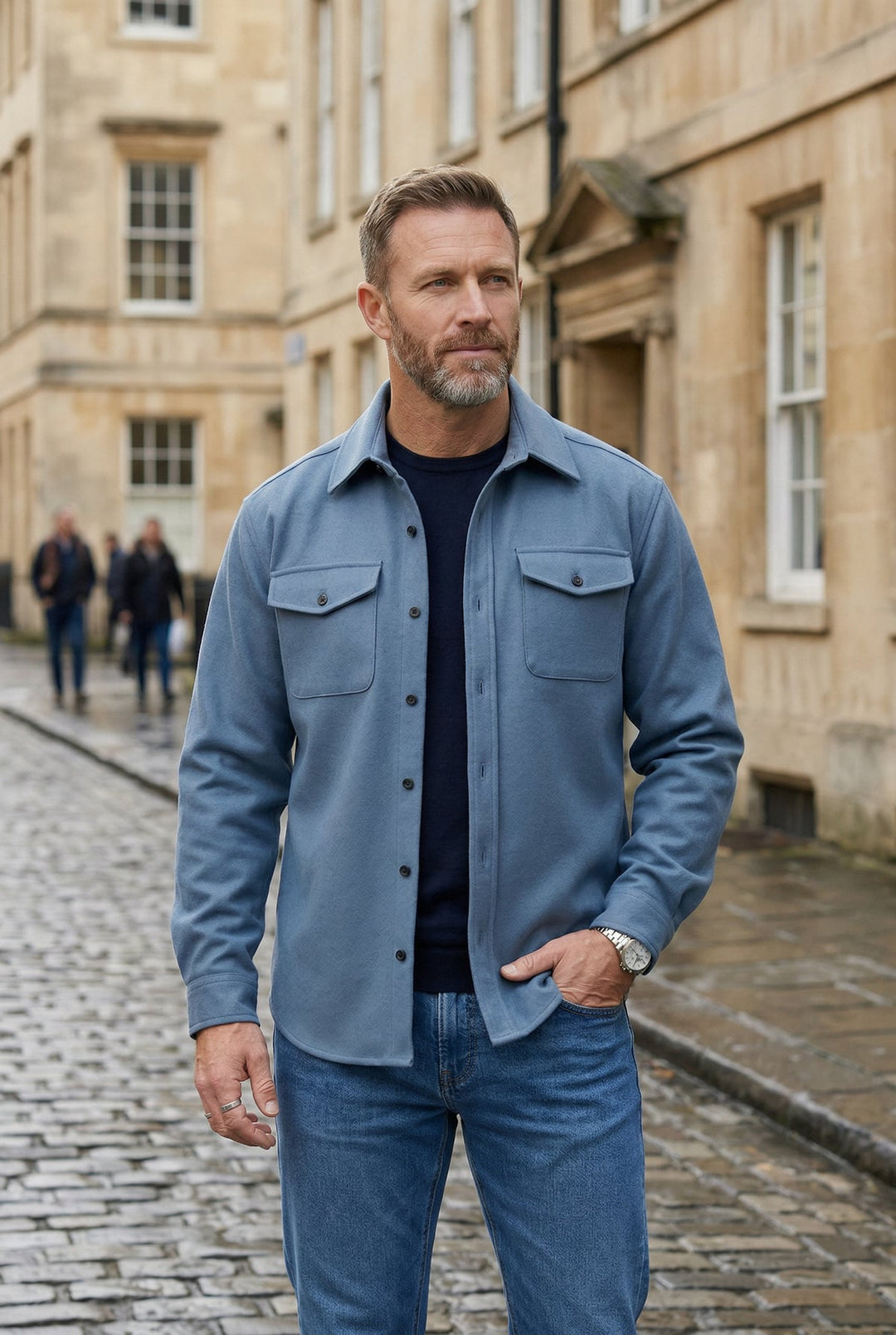 Męska kurtka overshirt z kieszeniami na piersi