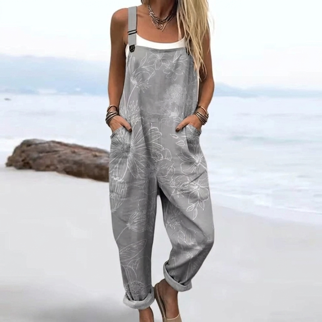 Elegancki damski kombinezon w kwiaty