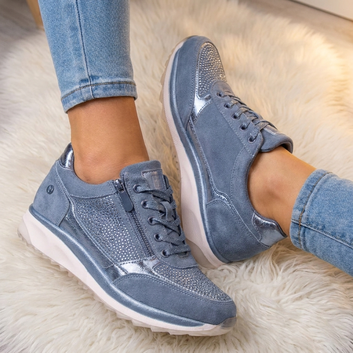 Damskie buty sznurowane z zamkiem