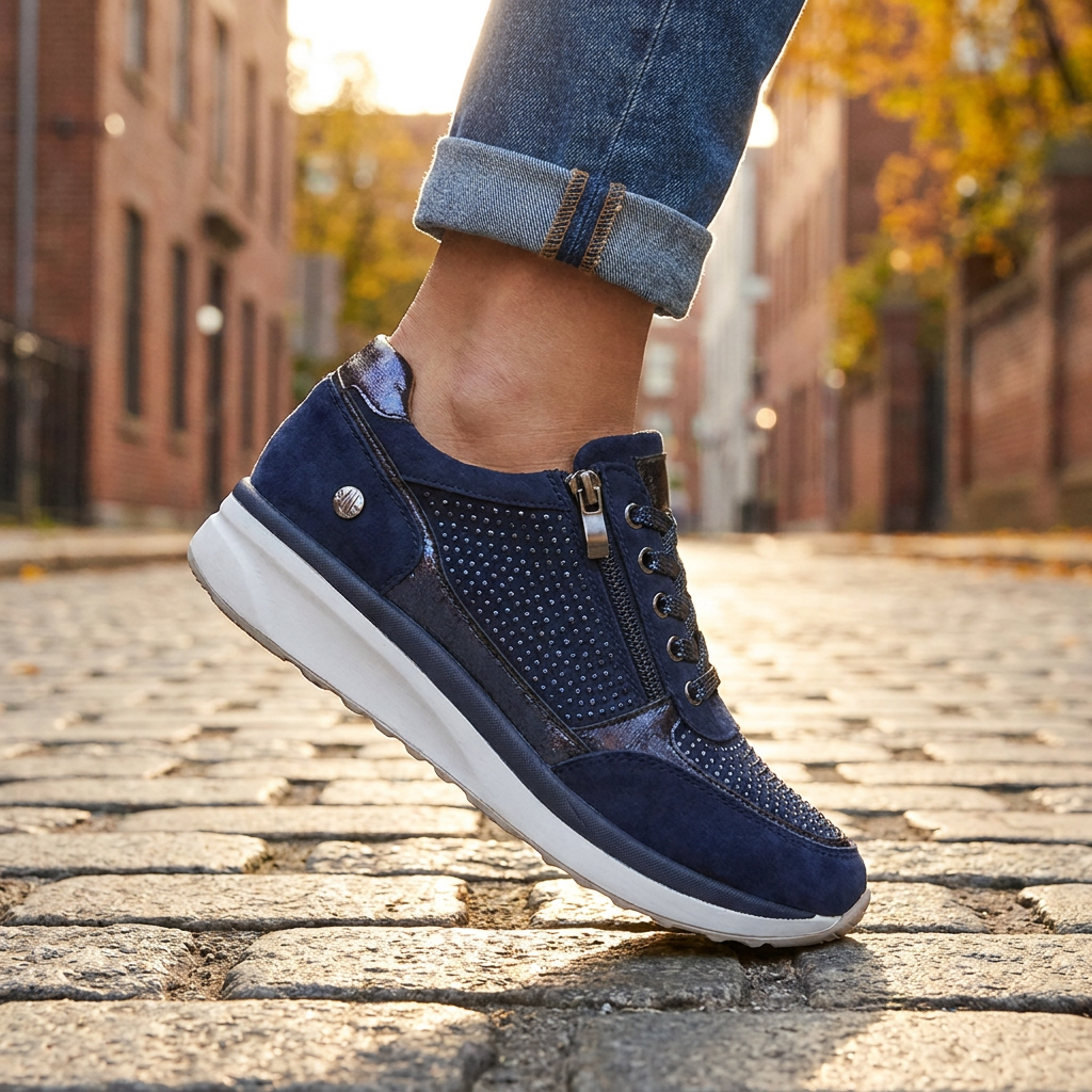 Damskie buty sznurowane z zamkiem