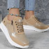 Damskie buty sznurowane z zamkiem