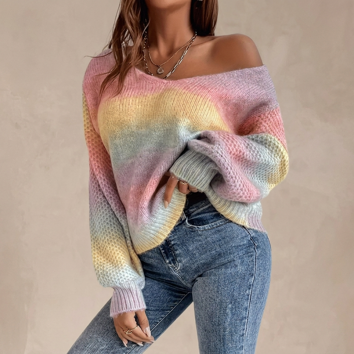 Sweter oversize z dekoltem w serek
