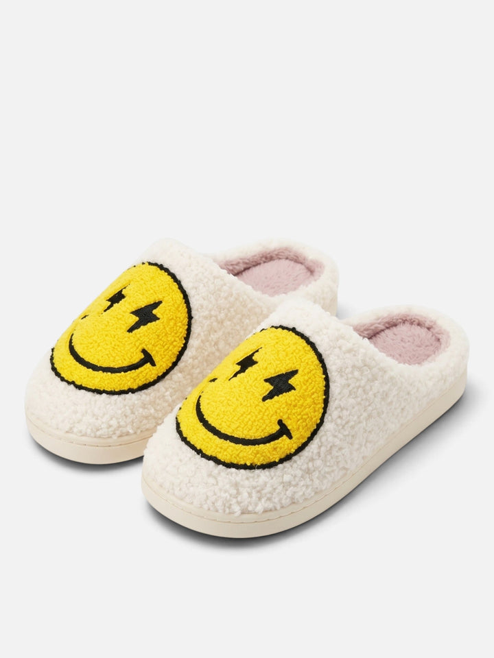 Damskie kapcie na platformie z buźką smiley