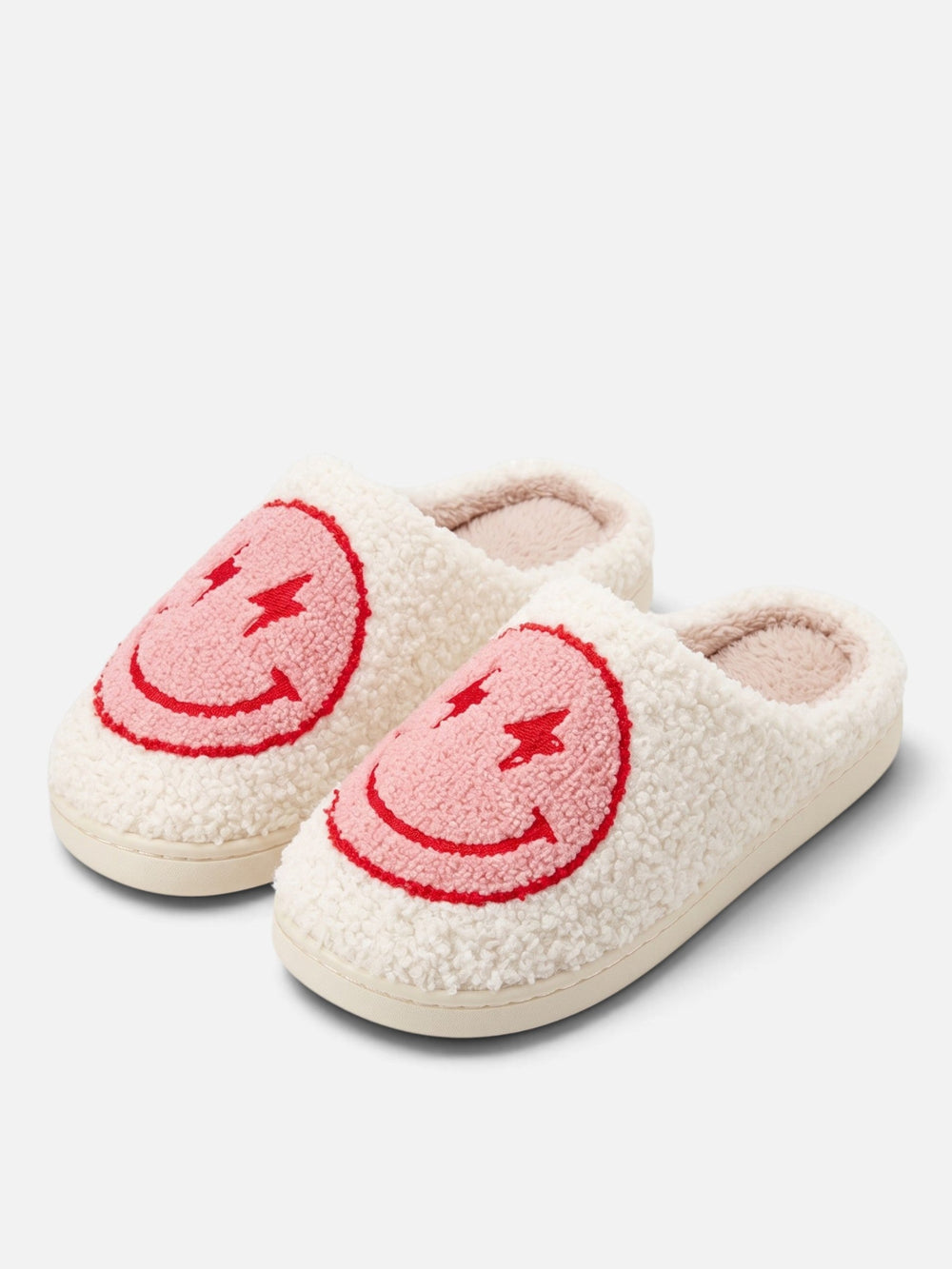 Damskie kapcie na platformie z buźką smiley