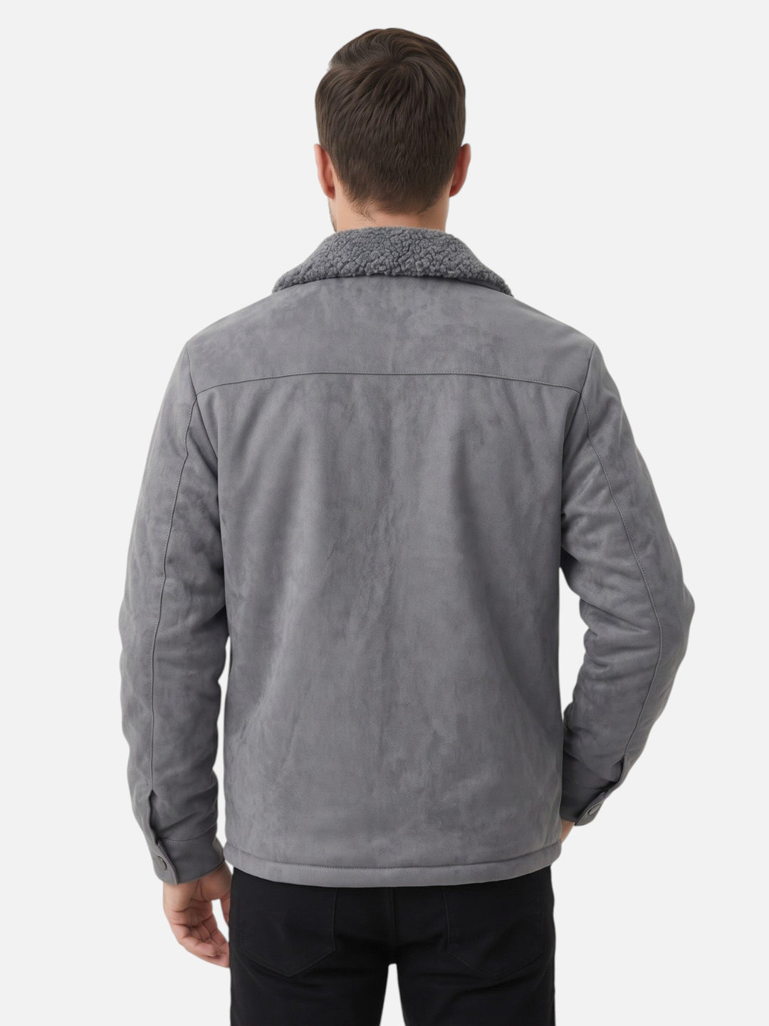 Męska kurtka z imitacji zamszu z podszewką sherpa