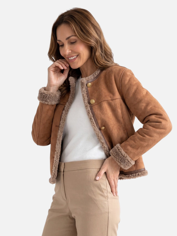 Damska kurtka shearling na guziki