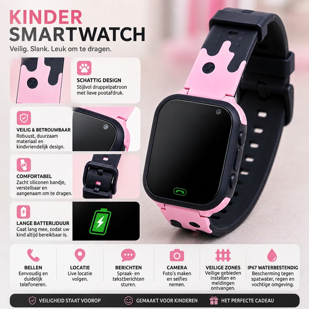 Smartwatch dla dzieci z GPS, aparatem i przyciskiem SOS